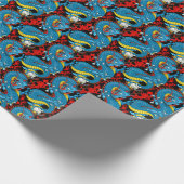 Dragon Tattoo Art in rood en blauw Cadeaupapier (Hoek)