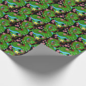 Dragon Tattoo Kunst in Groen Rood met Cherry Bloss Cadeaupapier (Hoek)