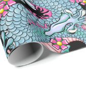 Dragon Tattoo Kunst in Roze en Perzik Melba Cadeaupapier (Rol Hoek)