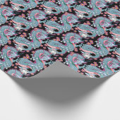 Dragon Tattoo Kunst in Roze en Perzik Melba Cadeaupapier (Hoek)