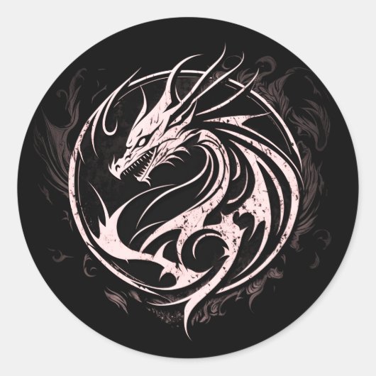 Dragon tattoo ronde sticker (Voorkant)