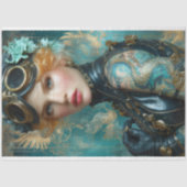 Dragon Tattoo Steampunk Meisje Decoupage Papier (Voorkant)