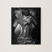 Dragon Tattoo Vrouw Zwart Wit Legpuzzel (Verticaal)