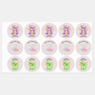 Dragon thema Baby shower labels