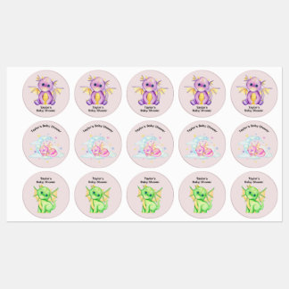 Dragon thema Baby shower labels