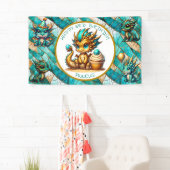 Dragon Thema Gepersonaliseerde Happy Birthday Spandoek (Insitu)