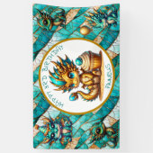 Dragon Thema Gepersonaliseerde Happy Birthday Spandoek (Verticaal)