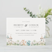 Dragon thema gezamenlijke uitnodiging voor verjaar (Staand voorkant)