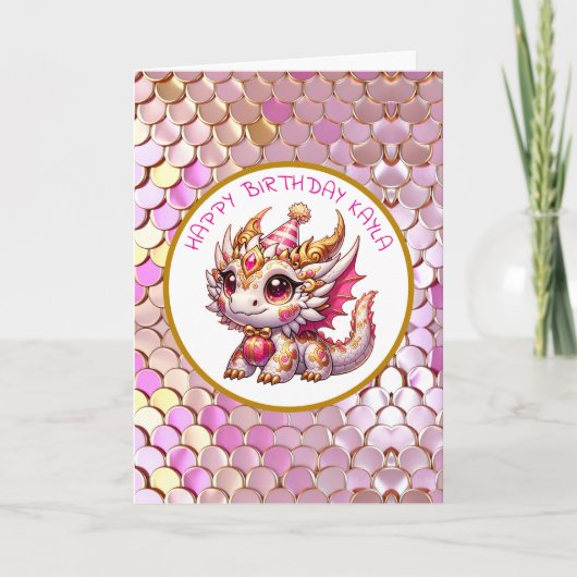 Dragon thema kleurplaat | Verjaardag van meisje Kaart (Voorkant)