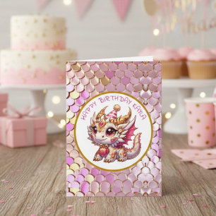 Dragon thema kleurplaat   Verjaardag van meisje Kaart