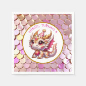 Dragon thema roze en goud gepersonaliseerde verjaa servet (Voorkant)