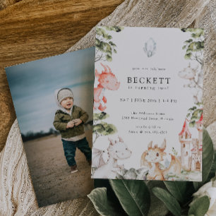 Dragon thema verjaardagsfeestje kaart