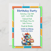 Dragon Theme Boy's Verjaardagsfeestje Kaart (Achterkant)