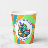 Dragon Theme Boy's Verjaardagsfeestje Papieren Bekers (Voorkant)