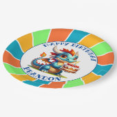 Dragon Theme Boy's Verjaardagsfeestje Papieren Bordje (Gekanteld)