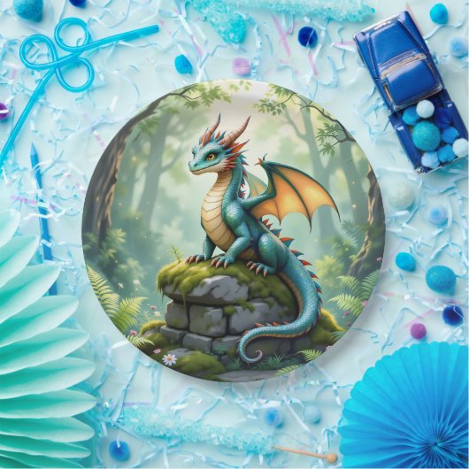 Dragon Theme Boy's Verjaardagsfeestje Papieren Bordje (Feest)