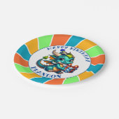 Dragon Theme Boy's Verjaardagsfeestje Papieren Bordje (Gekanteld)