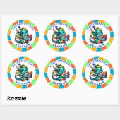 Dragon Theme Boy's Verjaardagsfeestje Ronde Sticker (Vel)
