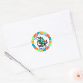 Dragon Theme Boy's Verjaardagsfeestje Ronde Sticker (Envelop)