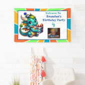 Dragon Theme Boy's Verjaardagsfeestje Spandoek (Insitu)