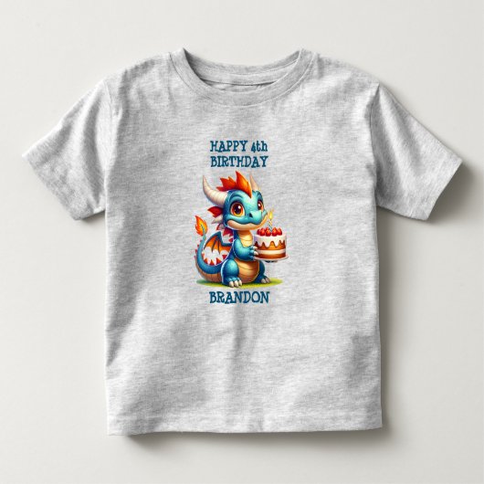 Dragon Theme gepersonaliseerde verjaardag jongen Kinder Shirts (Voorkant)