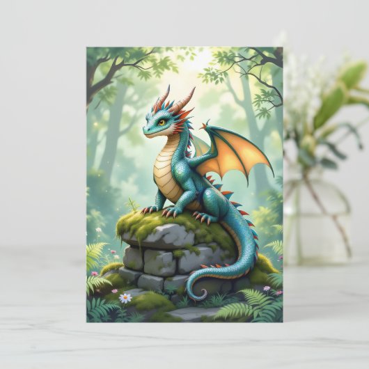 Dragon Themed Boy's Birthday Party Kaart (Staand voorkant)