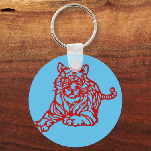 Dragon & Tiger papier snijden Sleutelhanger (Achterkant)