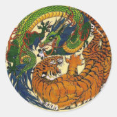 DRAGON TIGER RONDE STICKER (Voorkant)