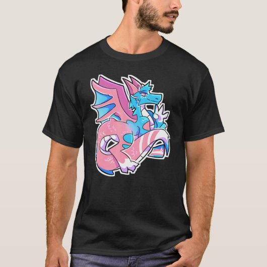 Dragon Trans Pride Transgender Vlag Transseksueel T-shirt (Voorkant)