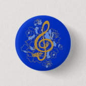 Dragon Treble Clef Peonies Music Custom Button (Voorkant)