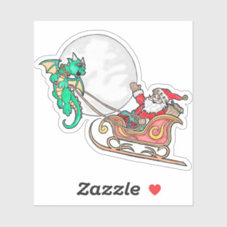 Dragon trekt Santa's slee Sticker