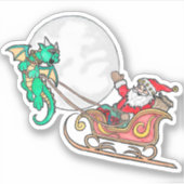 Dragon trekt Santa's slee Sticker (Voorkant)