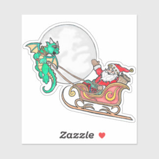 Dragon trekt Santa's slee Sticker