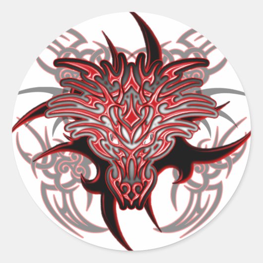 Dragon Tribal Ronde Sticker (Voorkant)