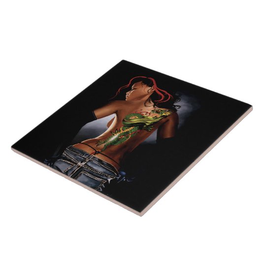 Dragon Tribal Vrouw Tegeltje (Zijkant)