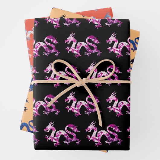 Dragon Trio Inpakpapier Vel (In situ)