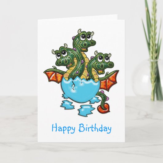 Dragon Triplets Hatching Birthday Kaart (Voorkant)