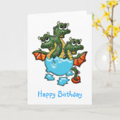 Dragon Triplets Hatching Birthday Kaart (Gele Bloem)