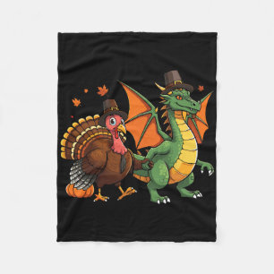 Dragon Turkey Pilgrim Thanksgiving Pompoen Kinder  Fleece Deken
