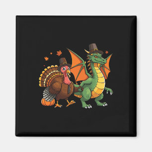 Dragon Turkey Pilgrim Thanksgiving Pompoen Kinder Magneet
