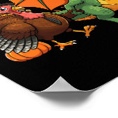 Dragon Turkey Pilgrim Thanksgiving Pompoen Kinder  Poster (Hoek)