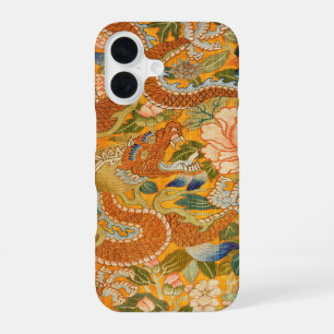 DRAGON TUSSEN PIËNROZEN,BLOEMEN,GROENE BLADEREN Bl iPhone 16 Hoesje