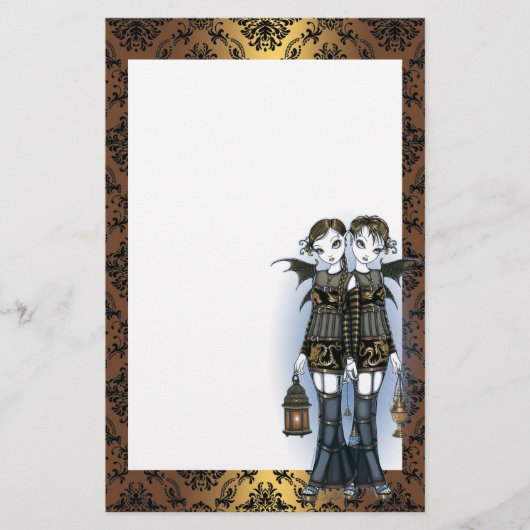 Dragon Twin Fairies Stationery "Sienna & Celeste" Briefpapier (Voorkant)