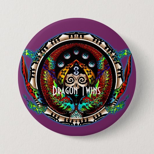 Dragon Twins Ronde Button 7,6 Cm (Voorkant)