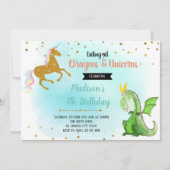 Dragon unicorn party-uitnodiging kaart (Voorkant)