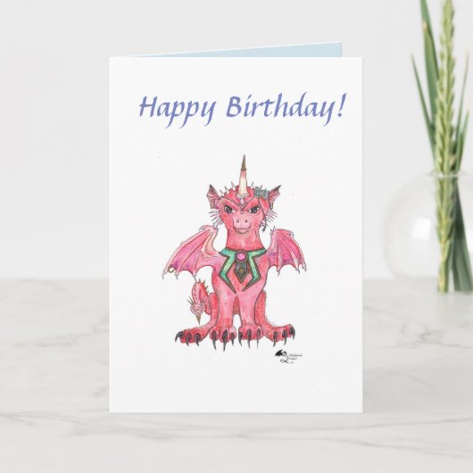 Dragon Unicorn Pegasus Red Fantasy Birthday Card Kaart (Voorkant)