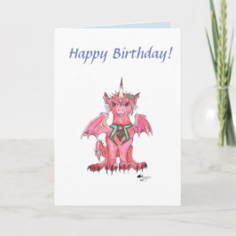 Dragon Unicorn Pegasus Red Fantasy Birthday Card Kaart