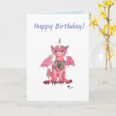 Dragon Unicorn Pegasus Red Fantasy Birthday Card Kaart (Gele Bloem)