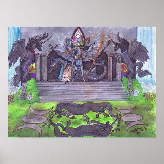 Dragon Unicorn Temple Girl Baby Spell Poster (Voorkant)