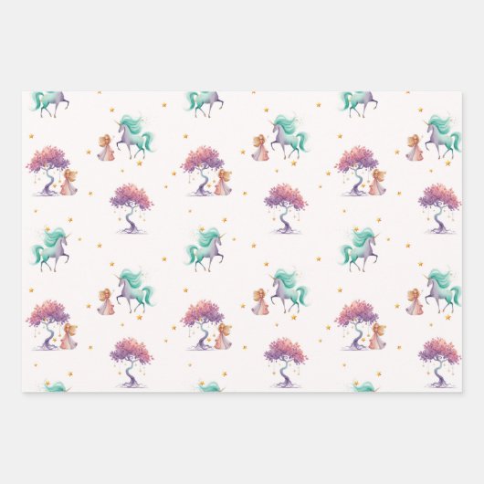 Dragon & Unicorn Wrapping Paper Set (3 vellen) (Voorkant 2)